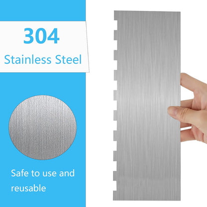 Stainless Steel Cake Scraper, Cake Decorating Comb Large Double Sided Patterned Edge Stripe Edge Smoother Scraper for Pastry Cut and Mousse Butter Cream Cake Decoration