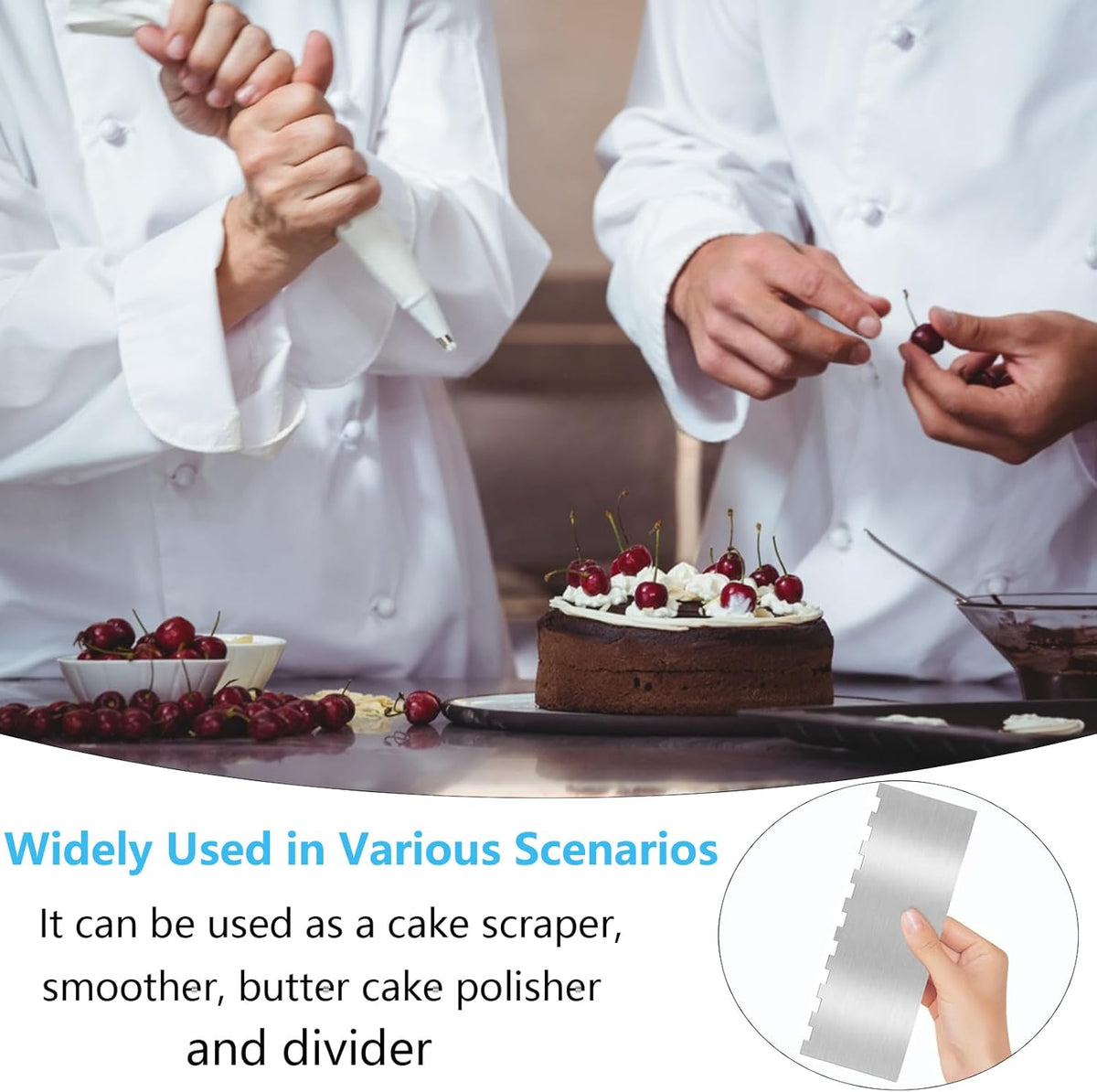 Stainless Steel Cake Scraper, Cake Decorating Comb Large Double Sided Patterned Edge Stripe Edge Smoother Scraper for Pastry Cut and Mousse Butter Cream Cake Decoration