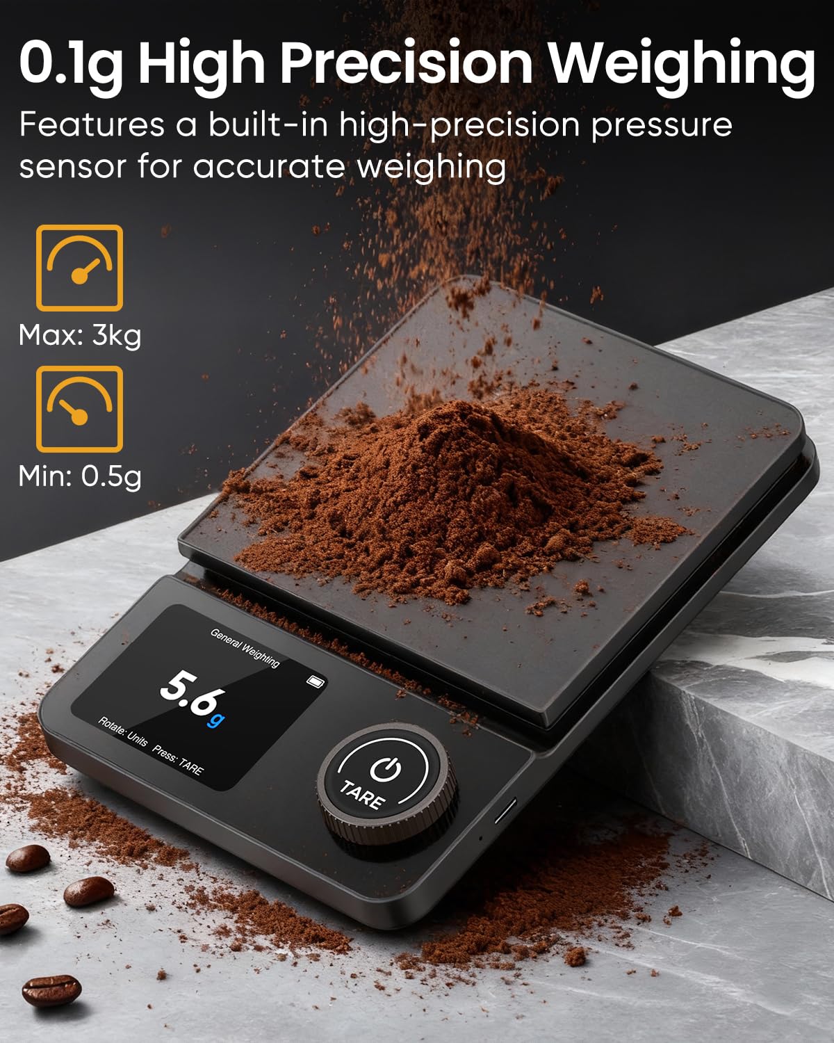 INSMART Pour Over Coffee Scale with Timer, 5kg/0.1g High Precision