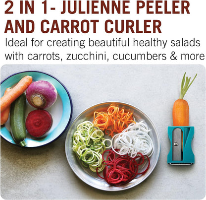 Karoto Julienne – Zoodle Maker, Vegetable Spiralizer with Julienne Blade | Fun Kitchen Gadgets and Stuff | Zucchini Noodle Maker from a Series of Unique Peelers for Kitchen | by Monkey Business