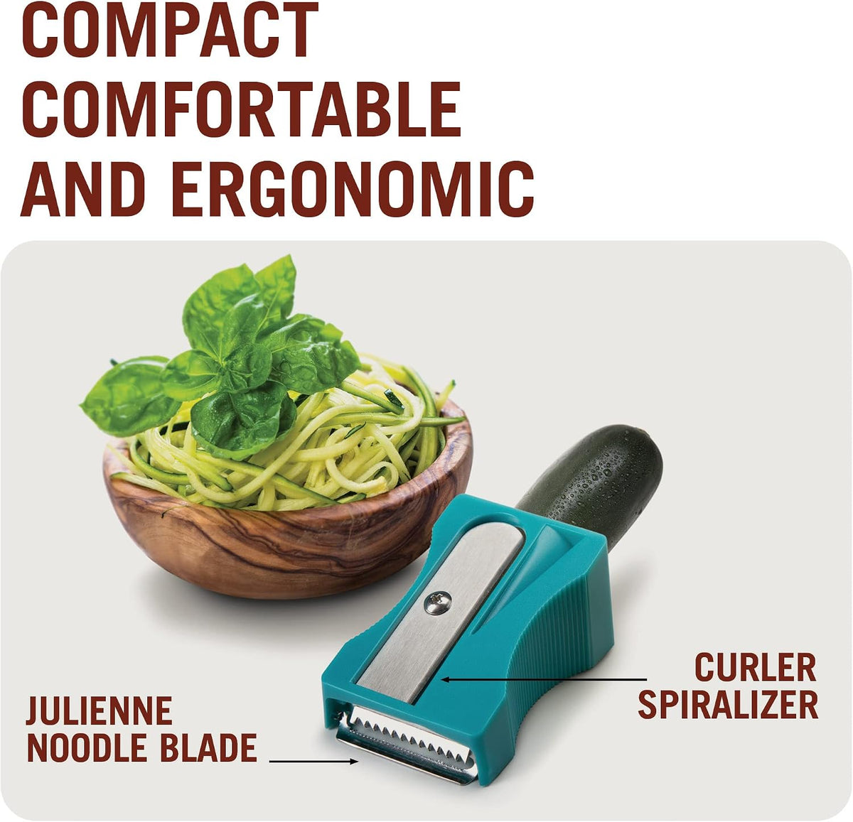 Karoto Julienne – Zoodle Maker, Vegetable Spiralizer with Julienne Blade | Fun Kitchen Gadgets and Stuff | Zucchini Noodle Maker from a Series of Unique Peelers for Kitchen | by Monkey Business