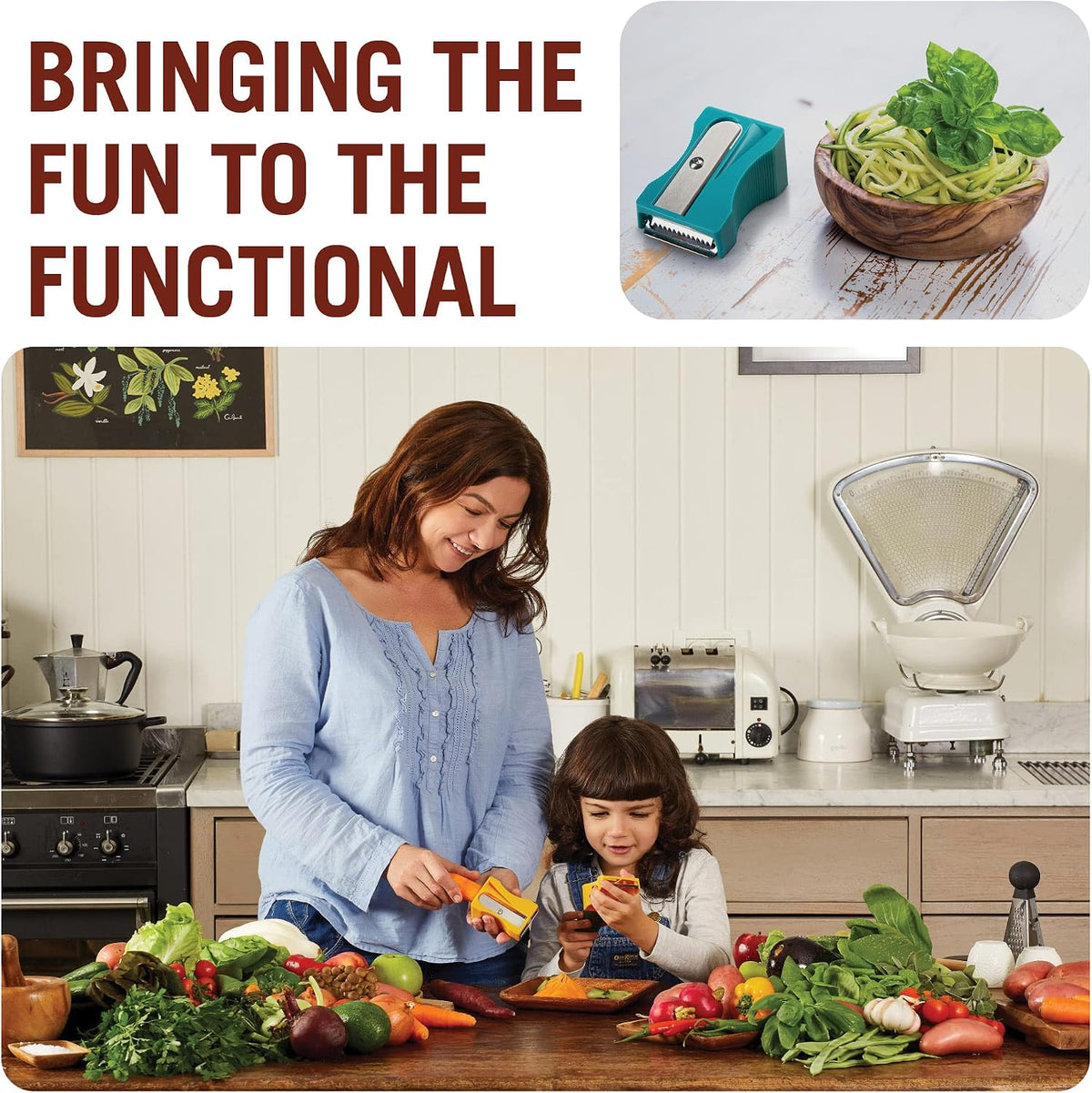 Karoto Julienne – Zoodle Maker, Vegetable Spiralizer with Julienne Blade | Fun Kitchen Gadgets and Stuff | Zucchini Noodle Maker from a Series of Unique Peelers for Kitchen | by Monkey Business