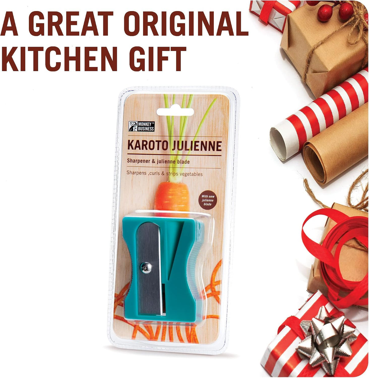 Karoto Julienne – Zoodle Maker, Vegetable Spiralizer with Julienne Blade | Fun Kitchen Gadgets and Stuff | Zucchini Noodle Maker from a Series of Unique Peelers for Kitchen | by Monkey Business