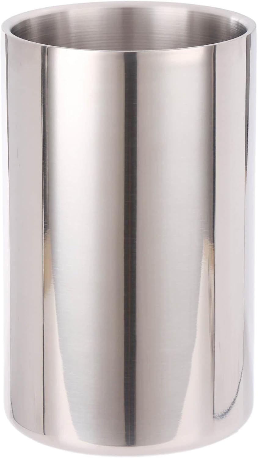 Double Wall Utensil Holder, 304 Stainless Steel Sleek Holder for Countertop | Kitchen Utensil Holder - Spatula Spoon Storage Organizer, Large Utensil Caddy Counter, Shining Utensil Crock, Mirror Polish
