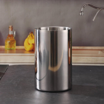 Double Wall Utensil Holder, 304 Stainless Steel Sleek Holder for Countertop | Kitchen Utensil Holder - Spatula Spoon Storage Organizer, Large Utensil Caddy Counter, Shining Utensil Crock, Mirror Polish