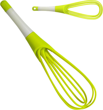 12-Inch Collapsible 2-In-1 Balloon/Flat Whisk, Green