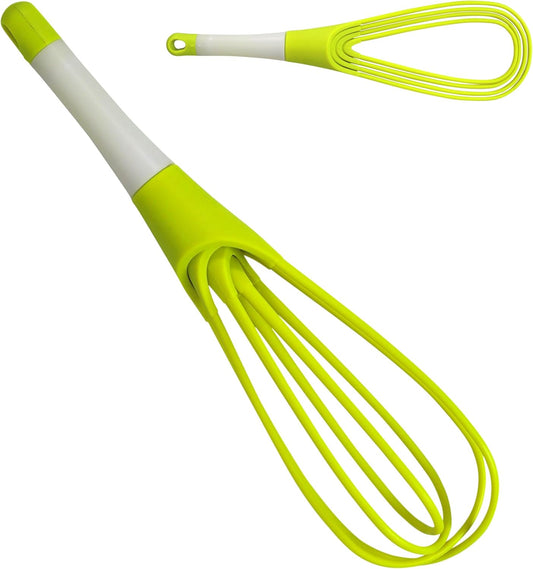 12-Inch Collapsible 2-In-1 Balloon/Flat Whisk, Green
