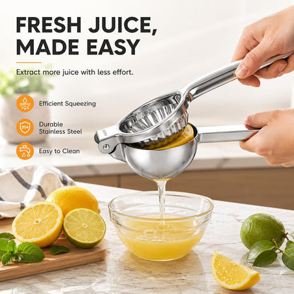 Premium Lemon Squeezer, Large Heavy Duty Handhelp Juicer for Lemon, Metal Hand Press Citrus Juicer, Lime Squeezer Bar Tool, Manual Citrus Press | Large bowl ergonomic handle easy handheld press for lemons and limes