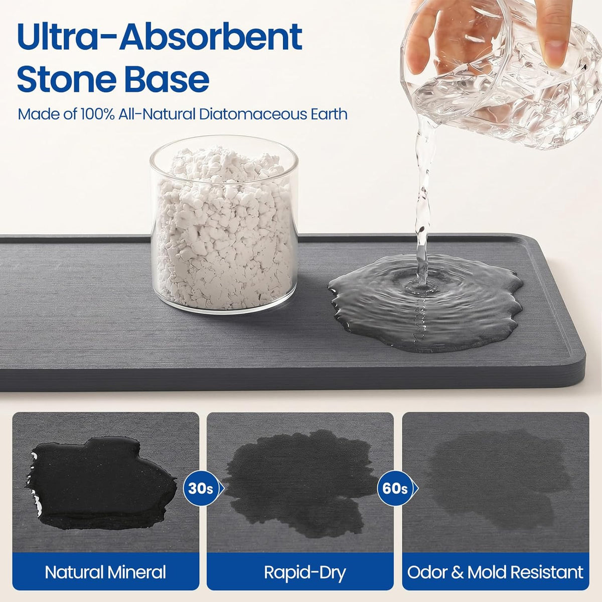 Extra Large Kitchen Sink Caddy Organizer, Stainless Steel Sponge Holder for Kitchen Sink with Brush Holder, Diatomite Stone Sink Tray for Soap Dispenser, Sponge, Bathroom Countertop Organizer, Black