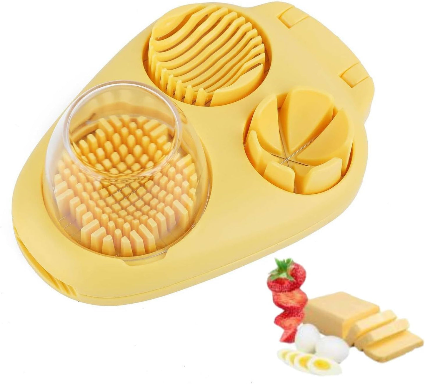 3 in 1 Egg Slicer for Hard Boiled Eggs, Egg Cutter with 3 Slicing Modes, Stainless Steel Dicer Kitchen Dicer Tool for Butter Mushroom Strawberry Cherry Tomato