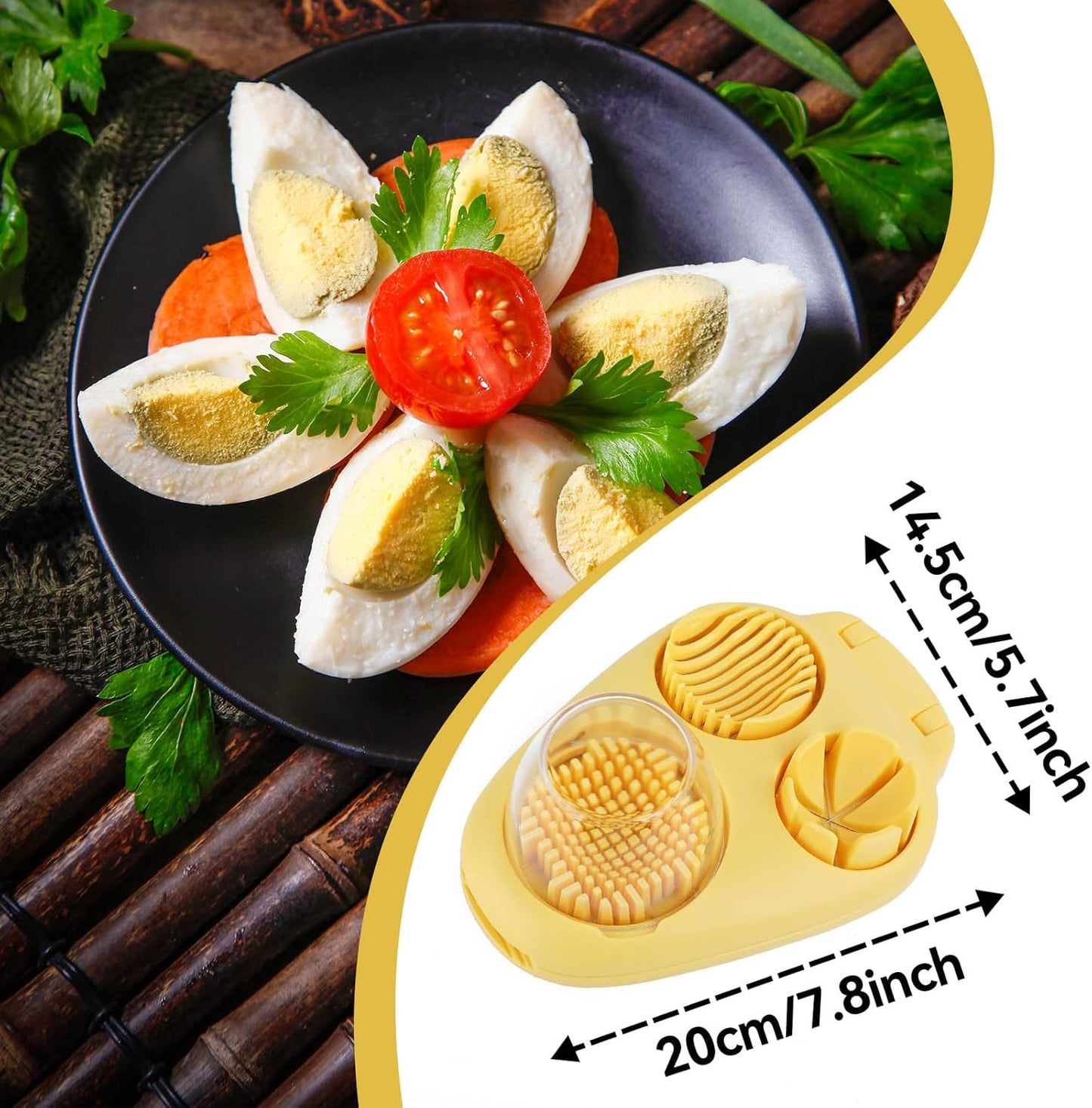 3 in 1 Egg Slicer for Hard Boiled Eggs, Egg Cutter with 3 Slicing Modes, Stainless Steel Dicer Kitchen Dicer Tool for Butter Mushroom Strawberry Cherry Tomato