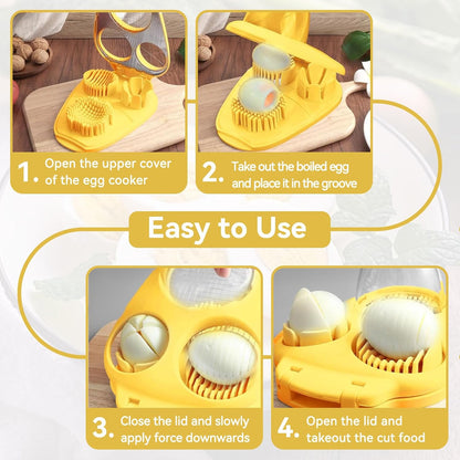 3 in 1 Egg Slicer for Hard Boiled Eggs, Egg Cutter with 3 Slicing Modes, Stainless Steel Dicer Kitchen Dicer Tool for Butter Mushroom Strawberry Cherry Tomato