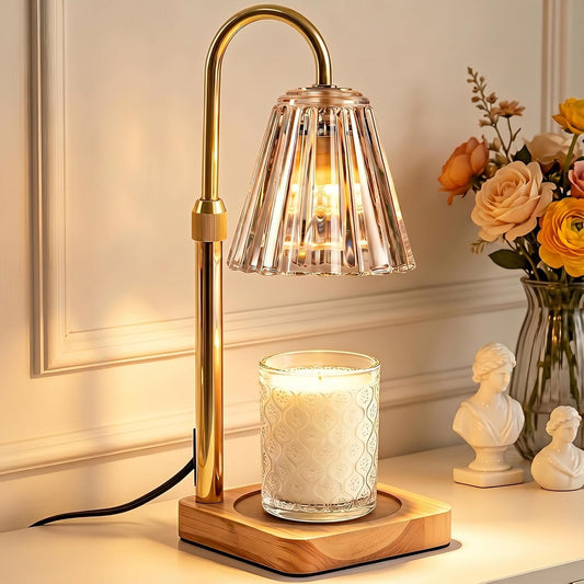 Candle Warmer Lamp with Timer & Dimmer - Mothers Day Gifts for Women Mom Her, Aesthetic Office Home Decor, Adjustable Height Wax Melter for Candle Jar & 3-Wick Candles (2 Bulbs Included)