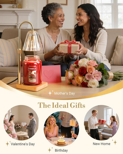 Candle Warmer Lamp with Timer & Dimmer - Mothers Day Gifts for Women Mom Her, Aesthetic Office Home Decor, Adjustable Height Wax Melter for Candle Jar & 3-Wick Candles (2 Bulbs Included)