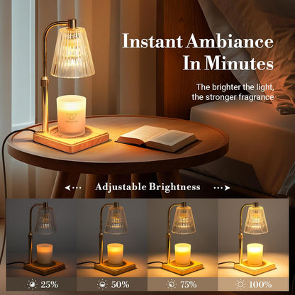 Candle Warmer Lamp with Timer & Dimmer - Mothers Day Gifts for Women Mom Her, Aesthetic Office Home Decor, Adjustable Height Wax Melter for Candle Jar & 3-Wick Candles (2 Bulbs Included)