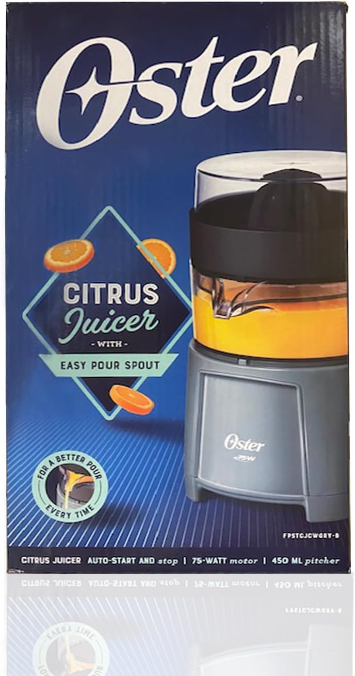 Electric Citrus Juicer, High-Performance Silver 75 Watt Motor Electric Orange Juice Squeezer for Oranges, Lemons, and Limes