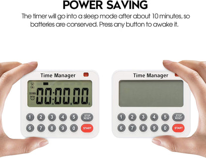 Magnetic Digital Kitchen Timer with Direct Numerical Keypad, Loud Alarm - 99Hr Countdown Count Up Timer for Cooking Baking Classroom, Batteries Included