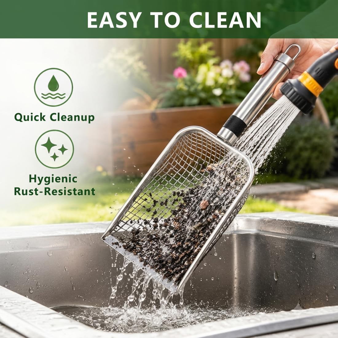 2pcs Gardening Soil Sifter with Stainless Steel Handle Sand Soil Compost Sifter 0.15/0.27 Inch Mesh Screen for Sand,Dirt, Rock,Compost,Filtration