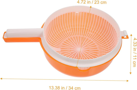 BESTOYARD Vegetable Wash Basket 13.38 X 9.05 X 4.33 in Double-Layer Fruit Washing Basket with Strainer Bowl Quick-Flow Holes for Draining Vegetables Pasta Lettuce and Salad in Kitchen Sink