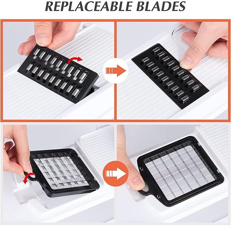 Vegetable Chopper: 16 in 1 Food Chopper - Onion Vegetable Slicer Cutter Dicer, Veggie Cutter with Container, 7 Blades, Kitchen Gadgets for Carrot Salad Garlic Potato Slicer (Grey)