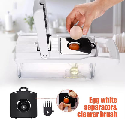 Vegetable Chopper: 16 in 1 Food Chopper - Onion Vegetable Slicer Cutter Dicer, Veggie Cutter with Container, 7 Blades, Kitchen Gadgets for Carrot Salad Garlic Potato Slicer (Grey)