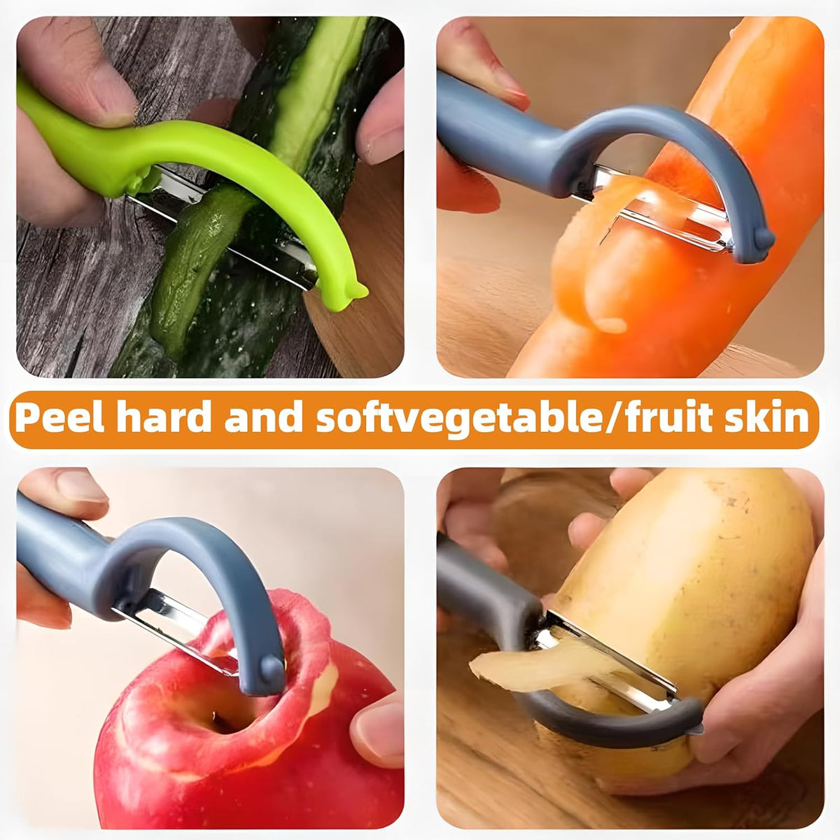 6-Pack Vegetable Peeler for Kitchen，Y Peeler Stainless Steel Potato Peeler Set for Apple Veggie Carrot Fruit Zucchini Cucumber Safe Peelers Bulk with Non-Slip Handle (P)