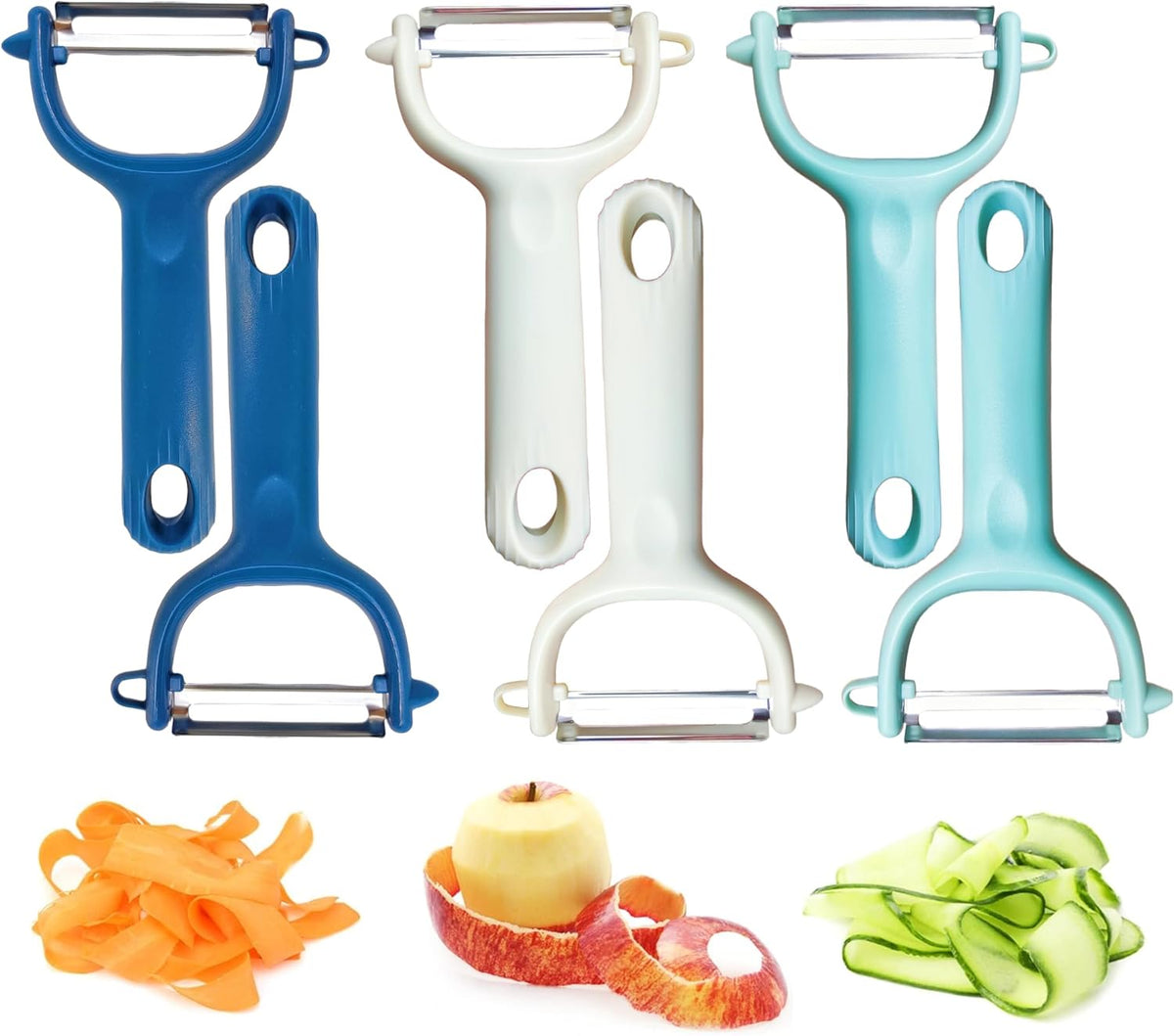 6-Pack Vegetable Peeler for Kitchen，Y Peeler Stainless Steel Potato Peeler Set for Apple Veggie Carrot Fruit Zucchini Cucumber Safe Peelers Bulk with Non-Slip Handle (P)