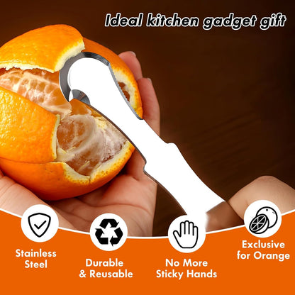 Set of 2 Stainless Steel Orange Peeler – Triangular & Serrated Blade to Easily Peel Citrus, Pomegranates, Dragon Fruit, Grapefruit
