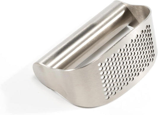 304 Stainless Steel Garlic Press Rocker - Premium Garlic Mincer Garlic Crusher - and Scraper - Comfortable Grip (No opener)