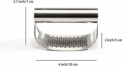 304 Stainless Steel Garlic Press Rocker - Premium Garlic Mincer Garlic Crusher - and Scraper - Comfortable Grip (No opener)