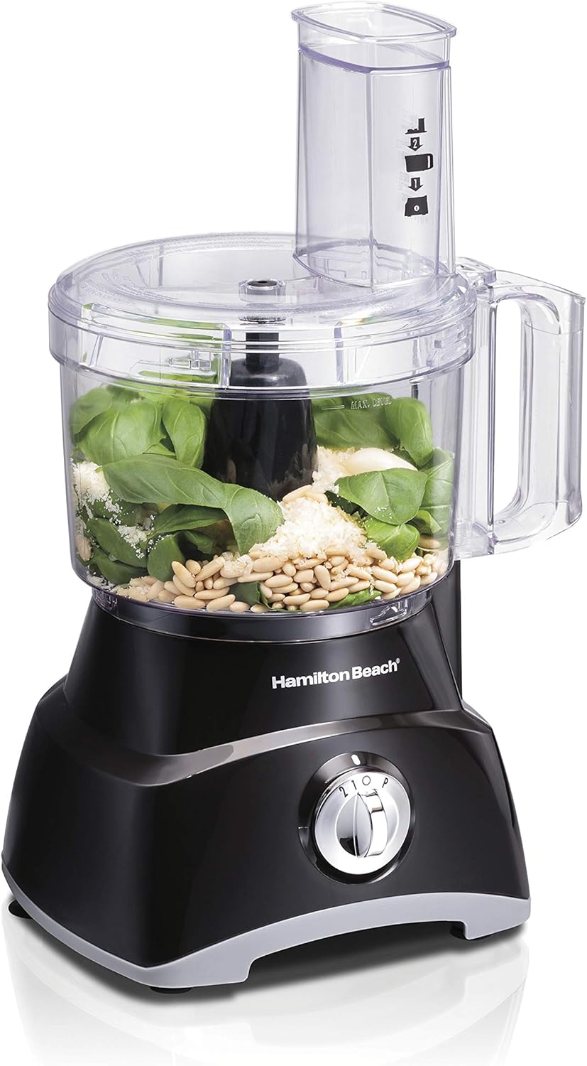 8 Cup Food Processor & Vegetable Chopper | Large Feed Chute | Powerful 450 Watt Motor | Stainless Steel S-Blade and Reversible Shredding Disc | Black | 70740G