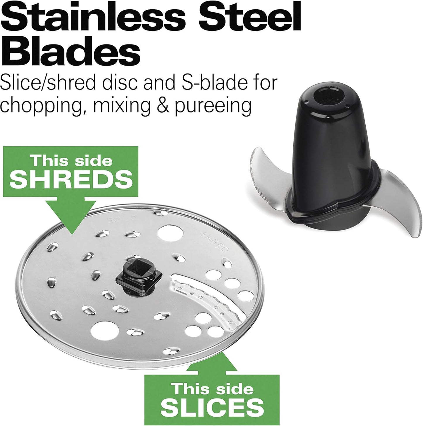 8 Cup Food Processor & Vegetable Chopper | Large Feed Chute | Powerful 450 Watt Motor | Stainless Steel S-Blade and Reversible Shredding Disc | Black | 70740G