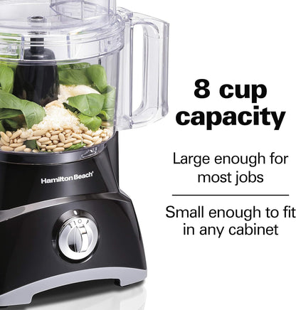 8 Cup Food Processor & Vegetable Chopper | Large Feed Chute | Powerful 450 Watt Motor | Stainless Steel S-Blade and Reversible Shredding Disc | Black | 70740G