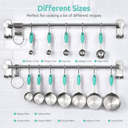 Measuring Cups Spoons Set, 18/8 Stainless Steel, 12Pcs, Multicolor
