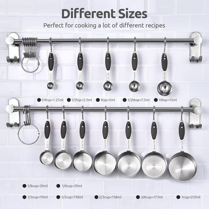 Measuring Cups Spoons Set, 18/8 Stainless Steel, 12Pcs, Multicolor