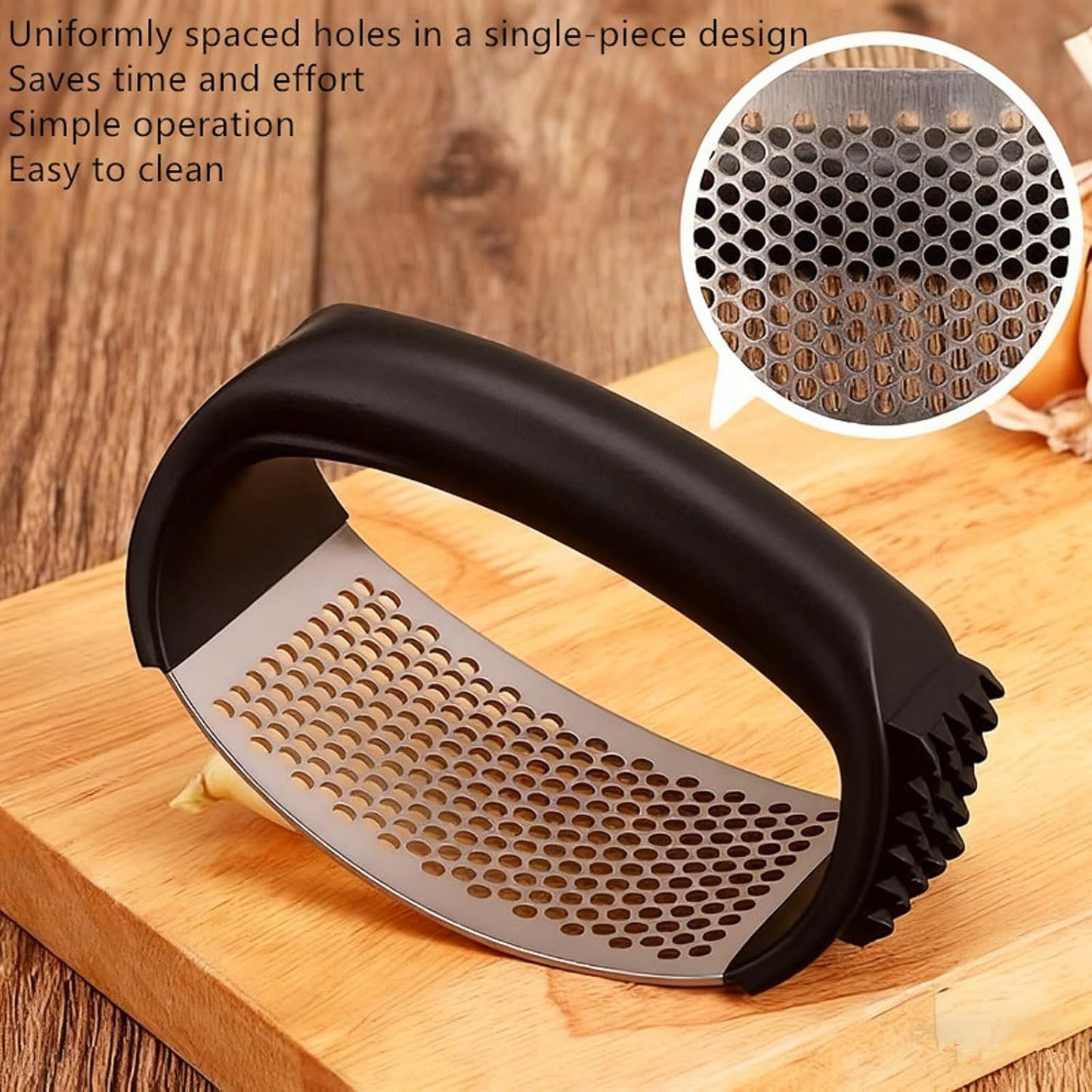 Stainless Steel Garlic Press, for Kitchen Use, Easy-Clean & Ergonomic Handle for Easily Crushing, Cooking Gadget (1)
