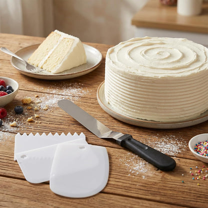 1 Offset Spatula and 3 Icing Smoother Scrapers Set, Frosting Knife Cake Decorating Kit Thickened Stainless Steel Baking Accessories