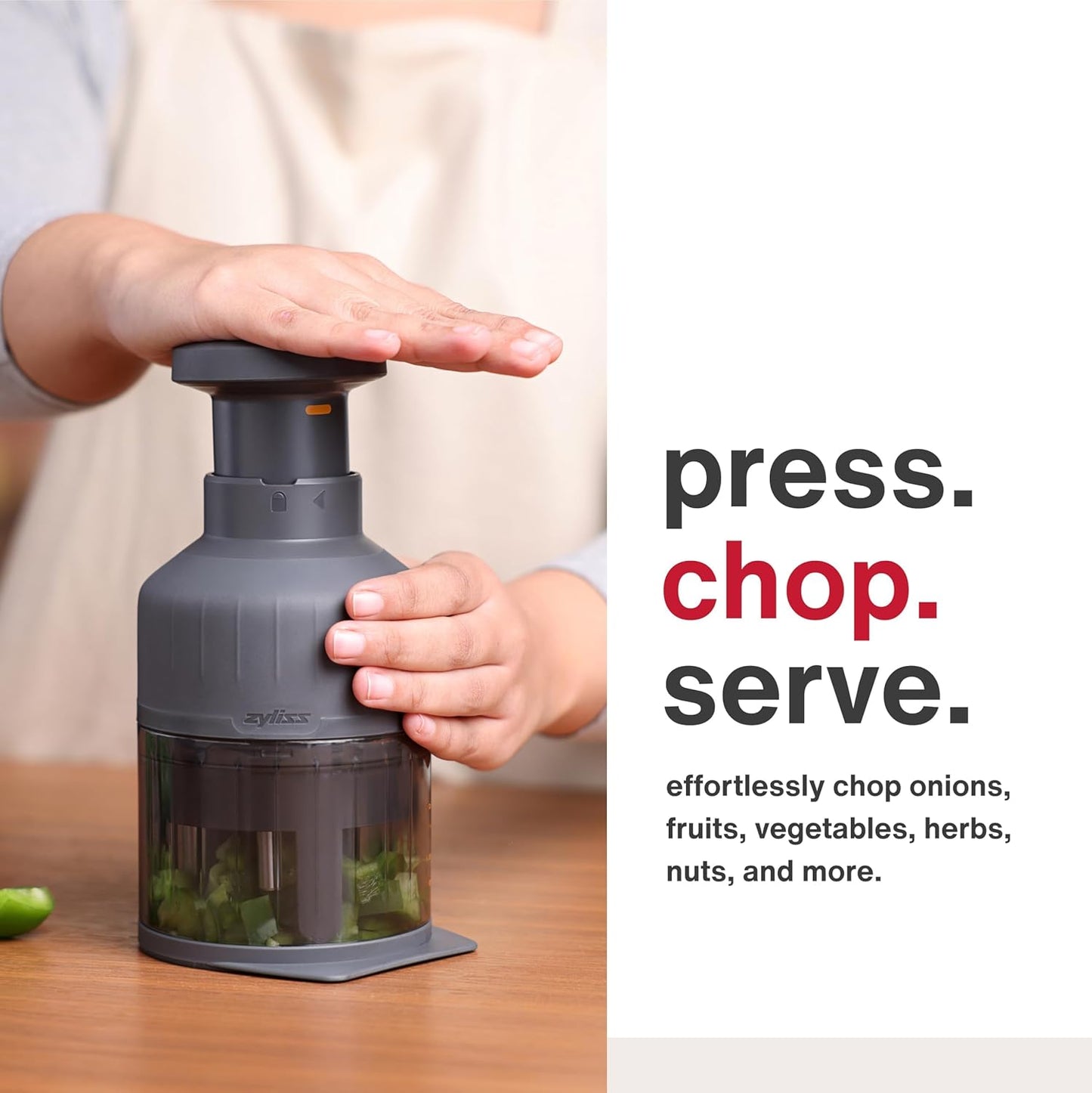 Zick Zick Classic Food Chopper - Convenient for Easy, Healthy Meal Prep - Manual Vegetable Chopper with Stainless Steel Blades - Compact & Dishwasher Safe - Zick Zick 3.0