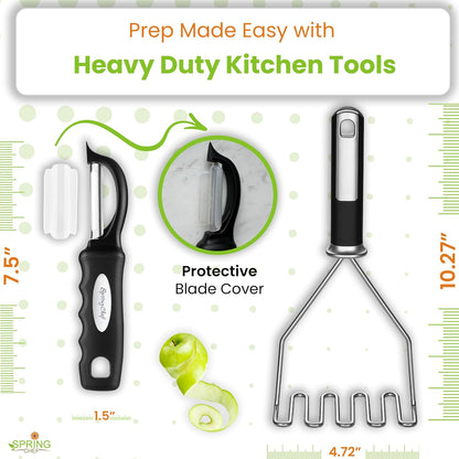 Stainless Steel Potato Masher & Durable Vegetable Peeler Set
