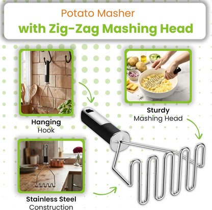 Stainless Steel Potato Masher & Durable Vegetable Peeler Set