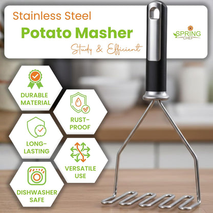 Stainless Steel Potato Masher & Durable Vegetable Peeler Set