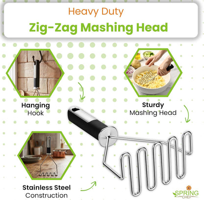 Stainless Steel Potato Masher & Durable Vegetable Peeler Set