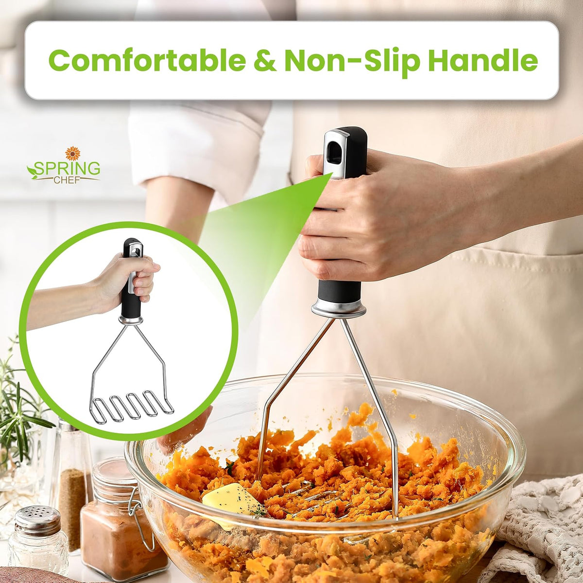 Stainless Steel Potato Masher & Durable Vegetable Peeler Set