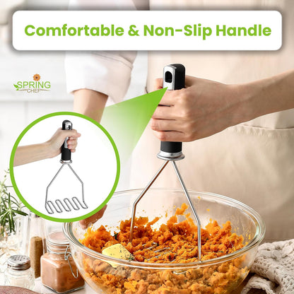 Stainless Steel Potato Masher & Durable Vegetable Peeler Set