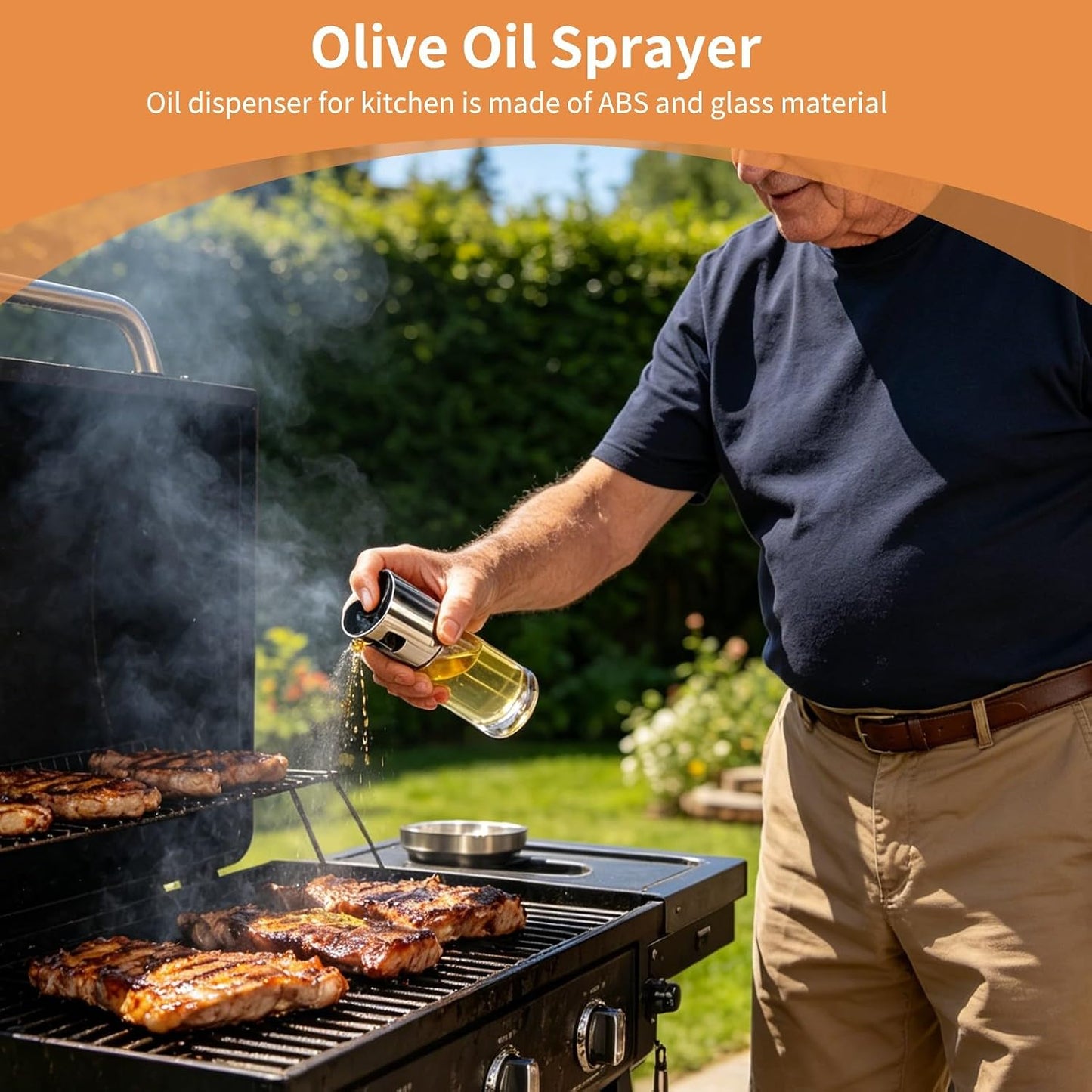 Oil Sprayer for Cooking, Olive Oil Sprayer Mister Continuous Cooking Spray with Portion Control Refillable for BBQ Salad Baking Roasting Grilling