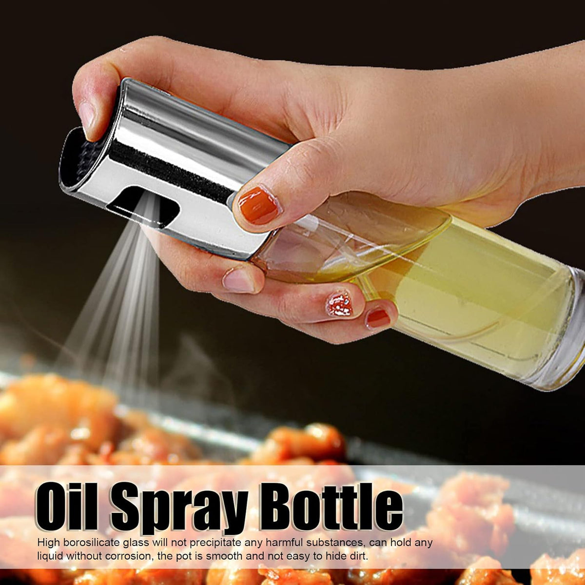 Oil Sprayer for Cooking, Olive Oil Sprayer Mister Continuous Cooking Spray with Portion Control Refillable for BBQ Salad Baking Roasting Grilling