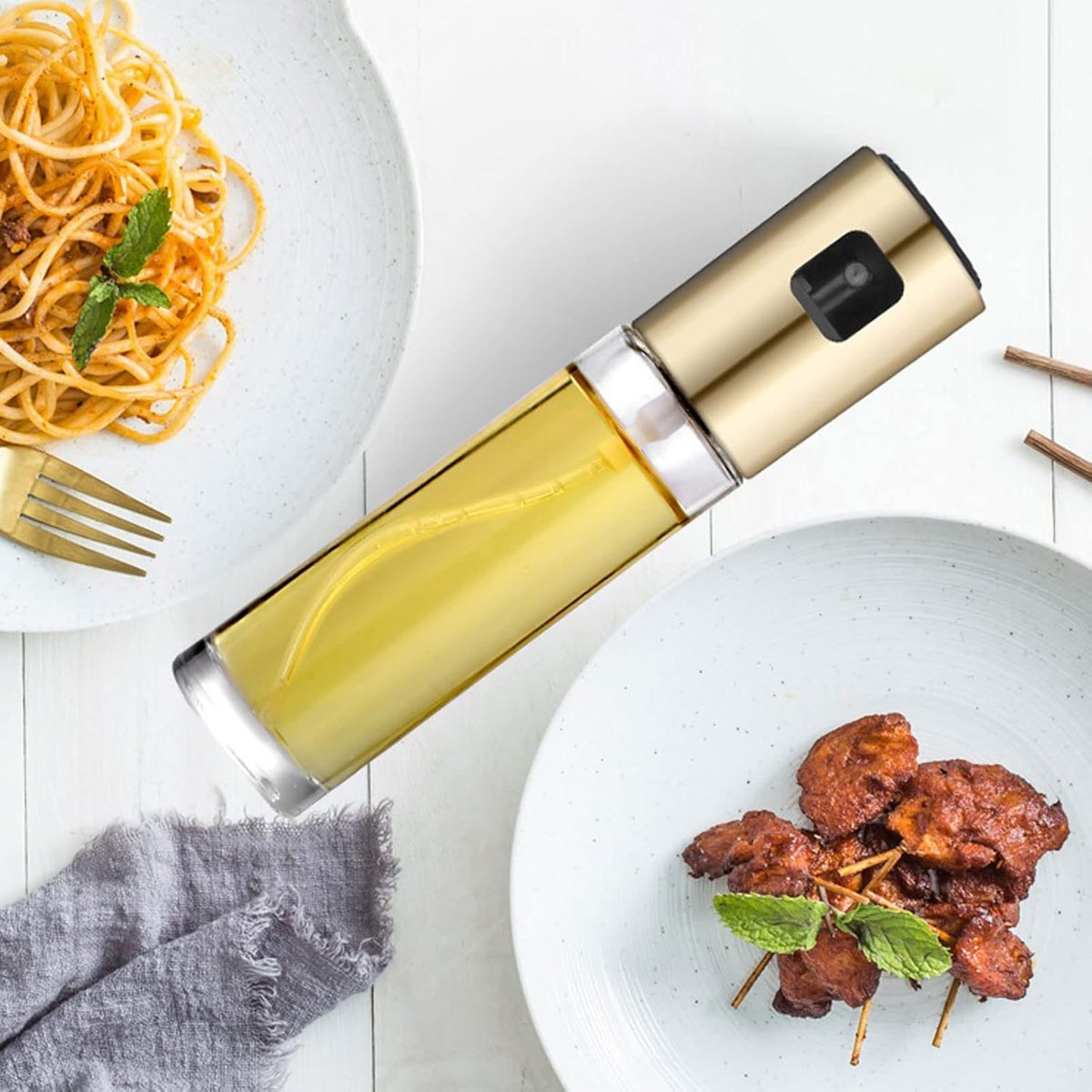 Oil Sprayer for Cooking, Olive Oil Sprayer Mister Continuous Cooking Spray with Portion Control Refillable for BBQ Salad Baking Roasting Grilling