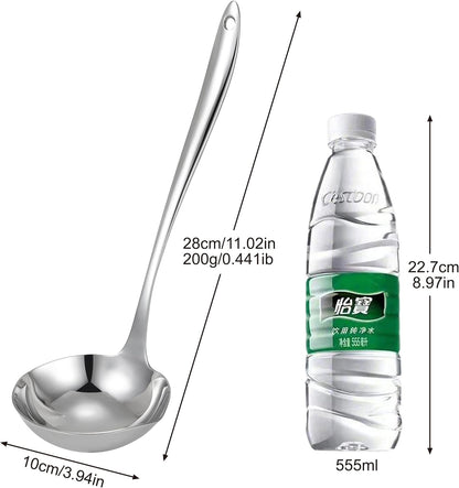4.Oz 18/10 Stainless Steel Kitchen Ladle Cooking Utensils with 11.8-Inch Handle,Heavy Duty Serving Large Soup Spoon,Dishwasher Safe(Gold)