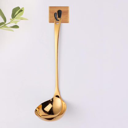 4.Oz 18/10 Stainless Steel Kitchen Ladle Cooking Utensils with 11.8-Inch Handle,Heavy Duty Serving Large Soup Spoon,Dishwasher Safe(Gold)