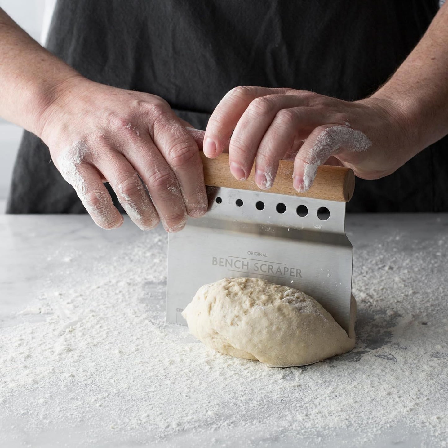 Innovative Kitchen Bench Scraper & Herb Stripper | Cleans worktops, strips fresh herbs, and portions dough to streamline prep in commercial kitchens and bakeries.